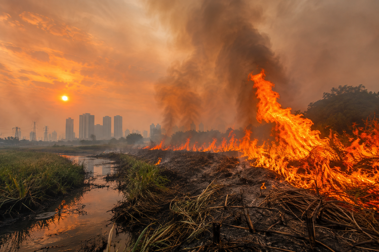 Kebakaran Lahan Rorotan Jakarta Utara